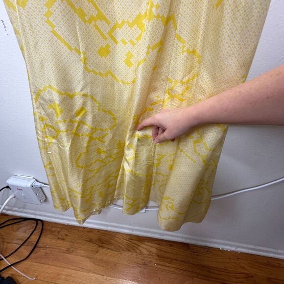 YA-YA 100% Silk Yellow Snake Print Round Neck Amber Beaded Straps Slip Maxi S - Picture 12 of 13